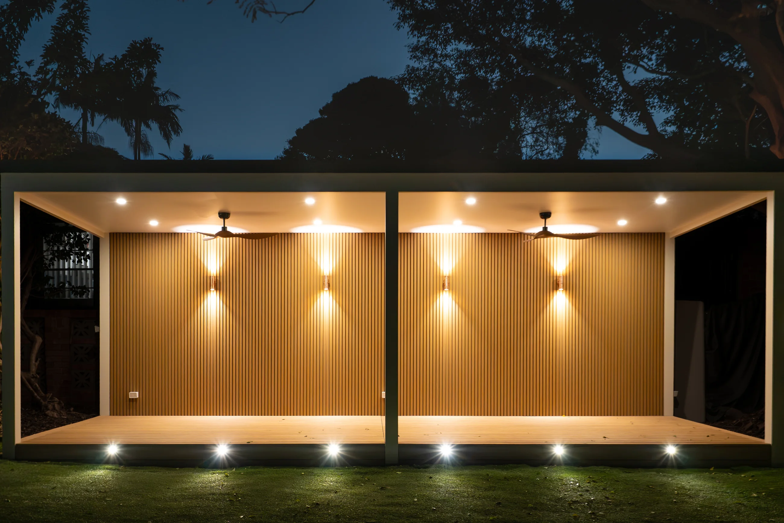 Pergola lit at night, Cronulla